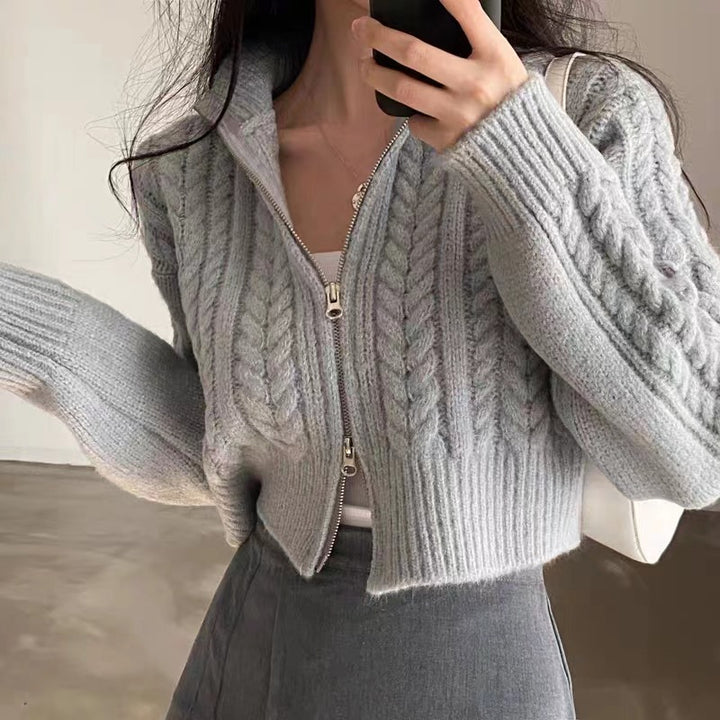 Ladies cardigan with high-quality zipper Lune London