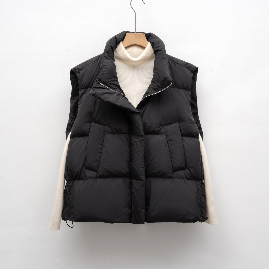 Women's down vest with high collar and practical pockets Lune London