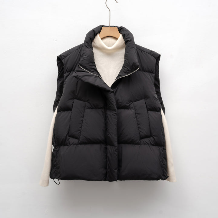 Women's down vest with high collar and practical pockets Lune London