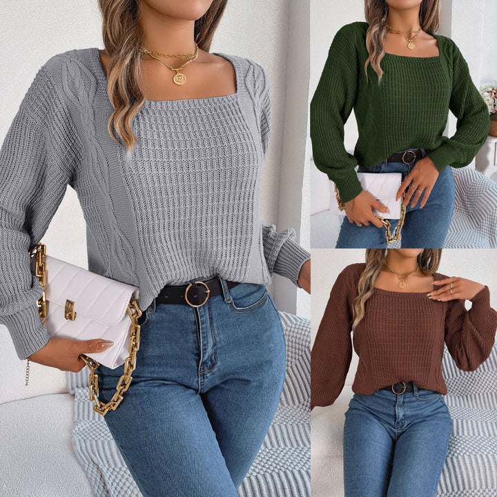 Chunky knit sweater for women with square neckline and voluminous sleeves Lune London