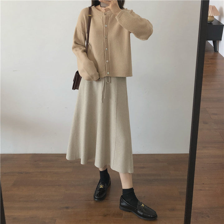 Jupe maxi femme en matériau doux avec cordon pratique