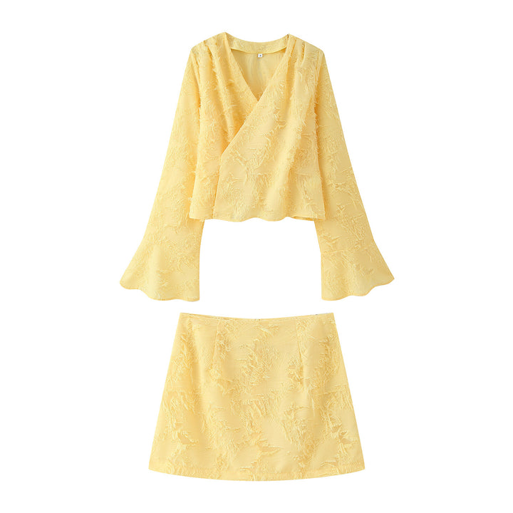 Women's set consisting of an elegant blouse with wide sleeves and a trendy mini skirt Lune London