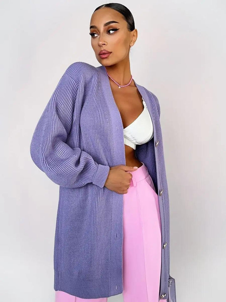 Manteau en tricot pour femmes avec coupe oversize et détails de boutons élégants Chic & Stil