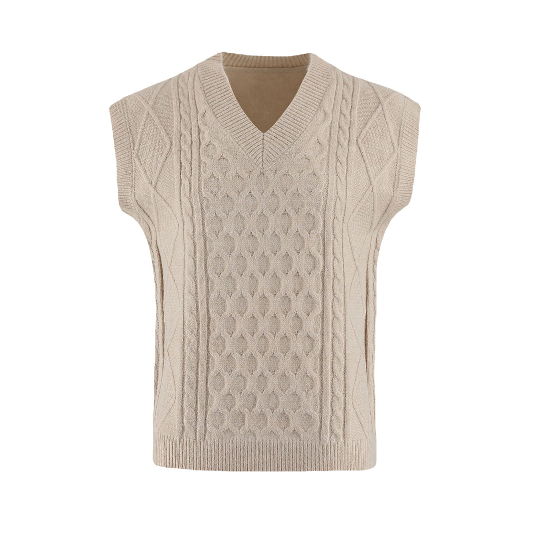 Knitted women’s vest with V-neck and cable pattern Lune London