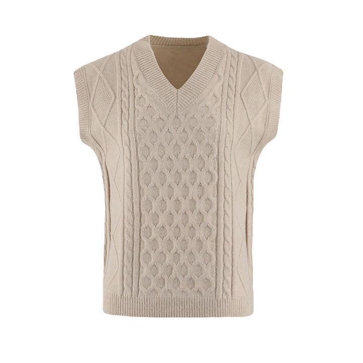 Knitted women’s vest with V-neck and cable pattern Lune London