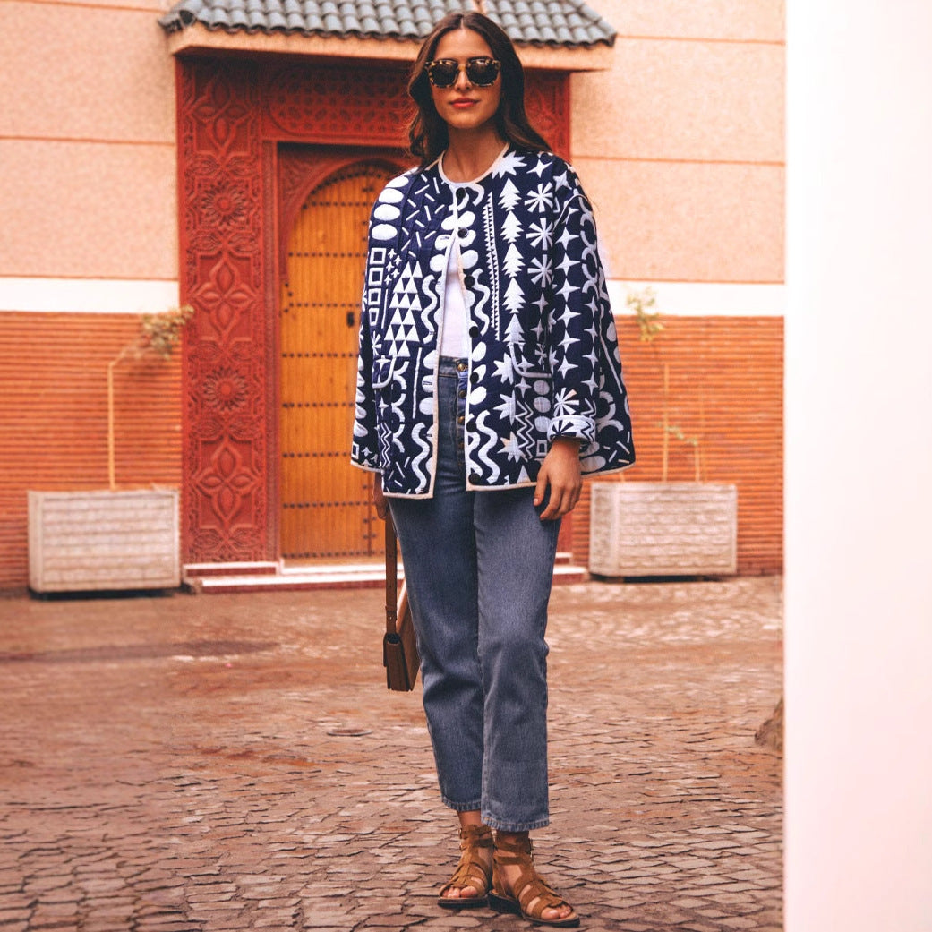 Women's sports jacket with a modern geometric pattern and lightweight material Lune London