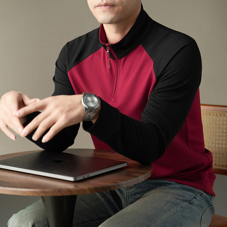 Functional long-sleeved shirt for men with a stand collar and innovative zip opening Lune London