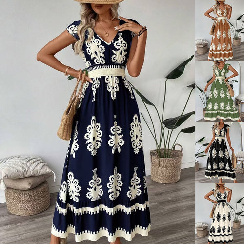 Bohemian Floral Maxi Dress for Women with Chic Smocked Waist and Style