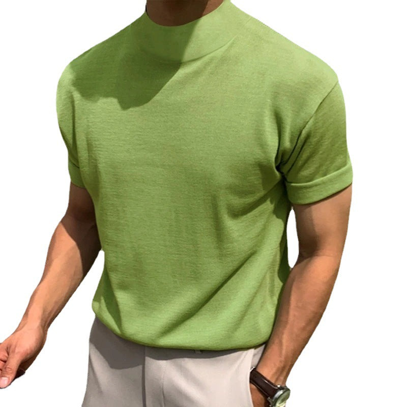Modern men's short sleeve t-shirt with high collar and high quality material Lune London