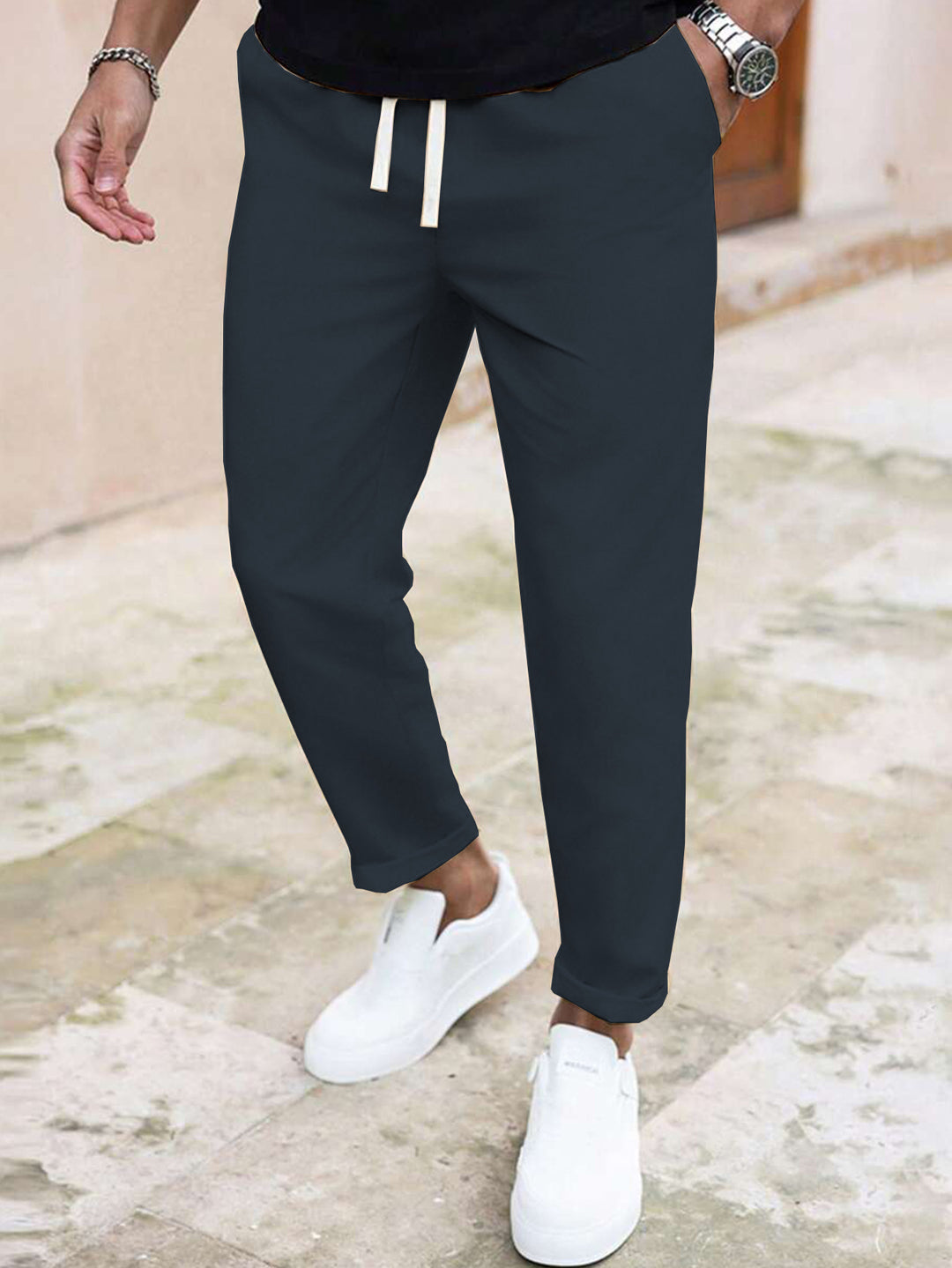 Casual men's jogger pants with adjustable waistband Lune London