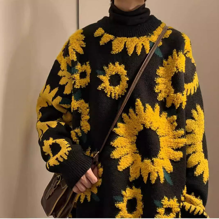 Thick knit pullover for ladies with floral appliqués Lune London