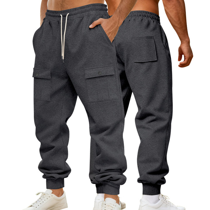 Men's Cargo Jogging Pants with Elastic Waistband and Functional Pockets Lune London