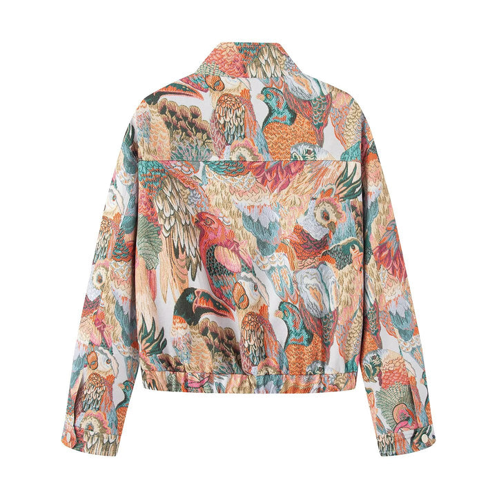 Women's utility jacket with colorful animal print and practical pockets Lune London