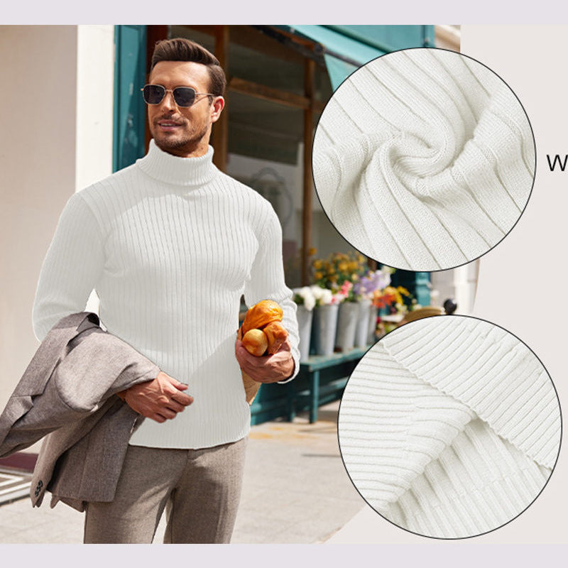 Knit sweater for men with high collar and ribbed pattern Lune London