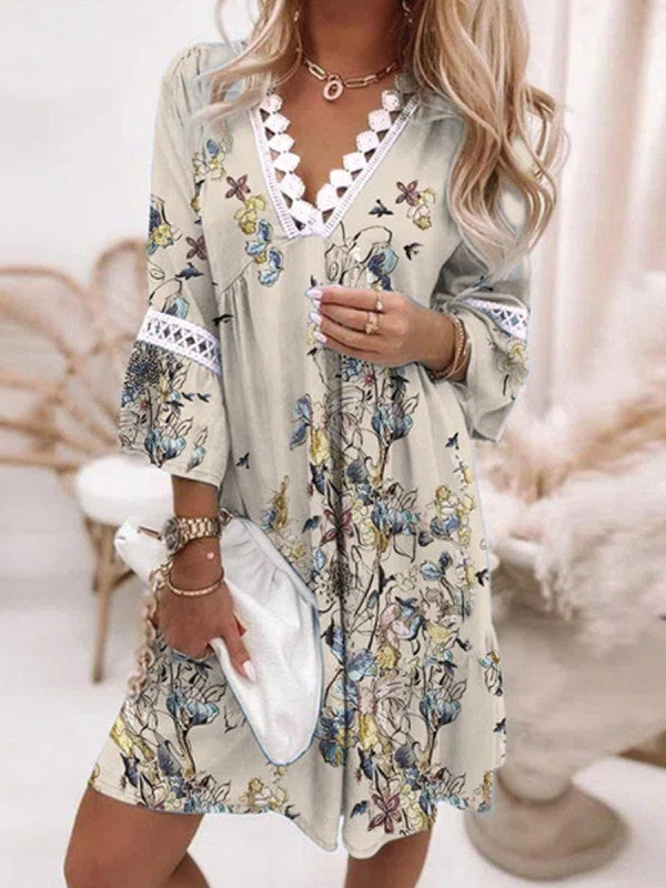 Casual dress for women with V-neck and ruffle details Lune London