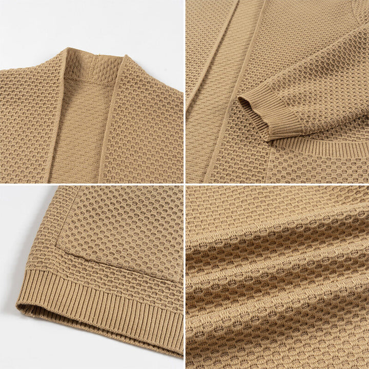 Knitted jacket for men with textured design and practical pockets Lune London
