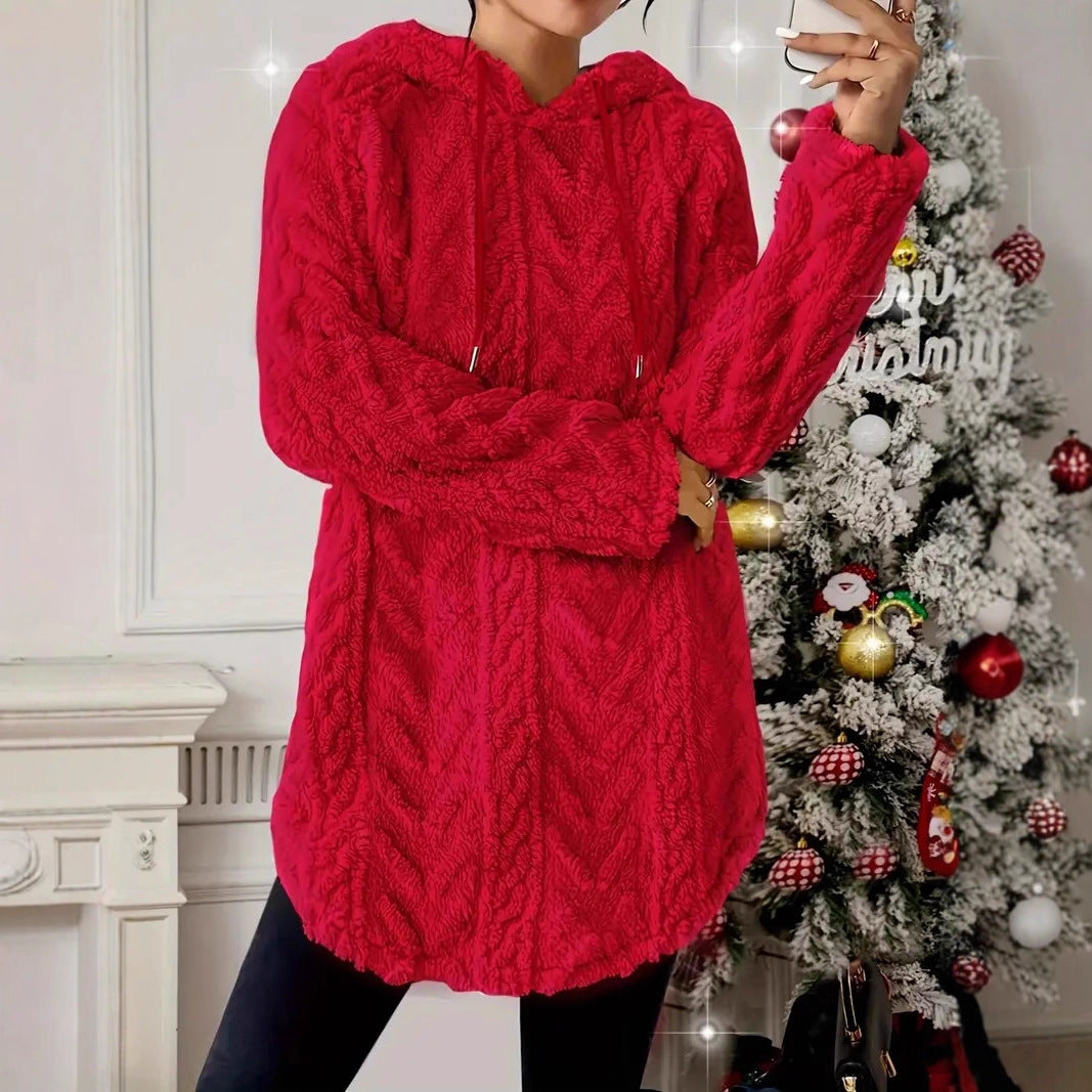 Ladies pleasant fleece pullover with hood and structured design Lune London