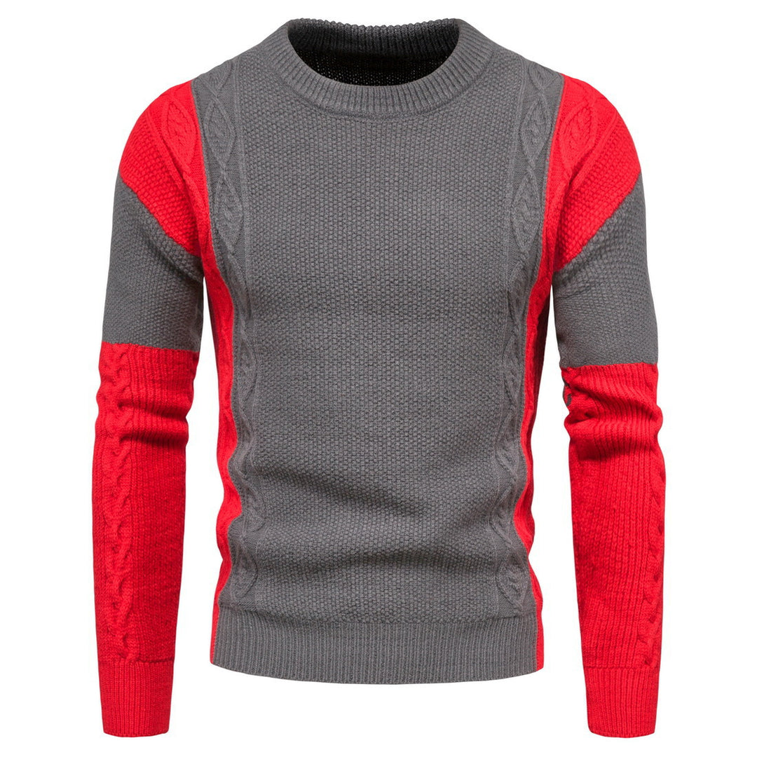 Elegant knit sweater for men with creative colorful details and a chic cable pattern.