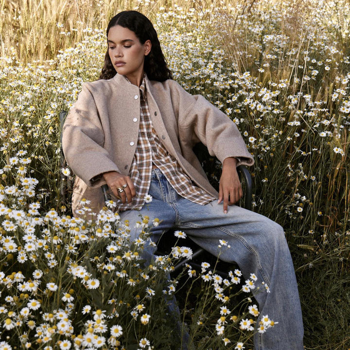 Oversized wool button jacket for women with a casual fit Lune London
