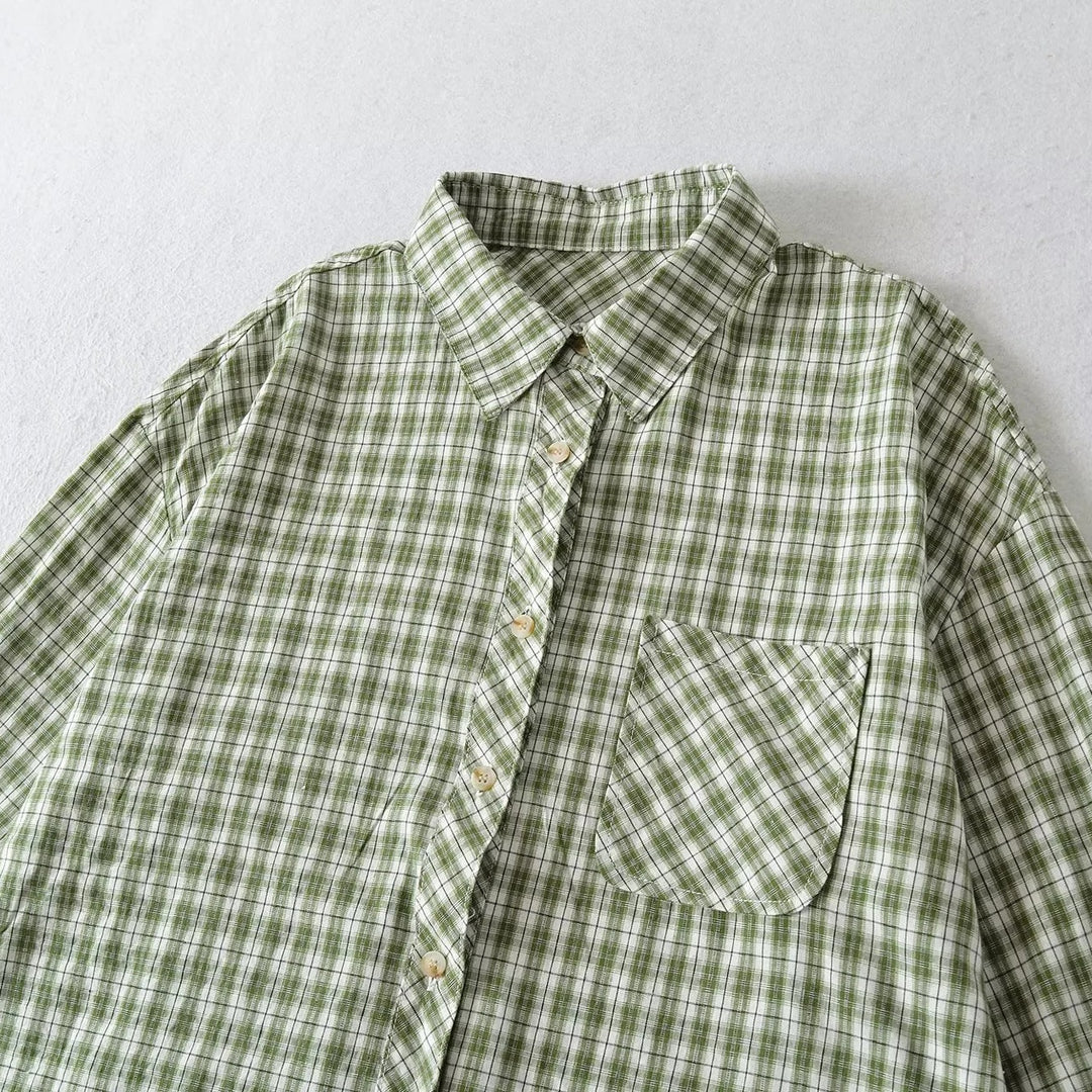 Plaid shirt for women with trendy cut and chest pocket Lune London