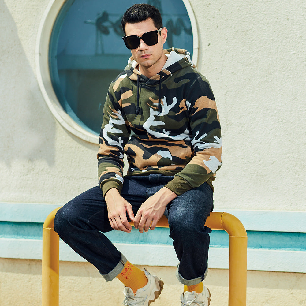 Casual hoodie for men with a modern camouflage design Lune London