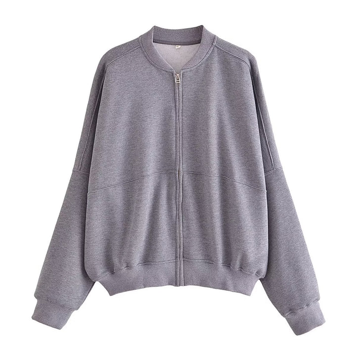 Casual sweatshirt jacket for women with a high collar and practical pockets Lune London