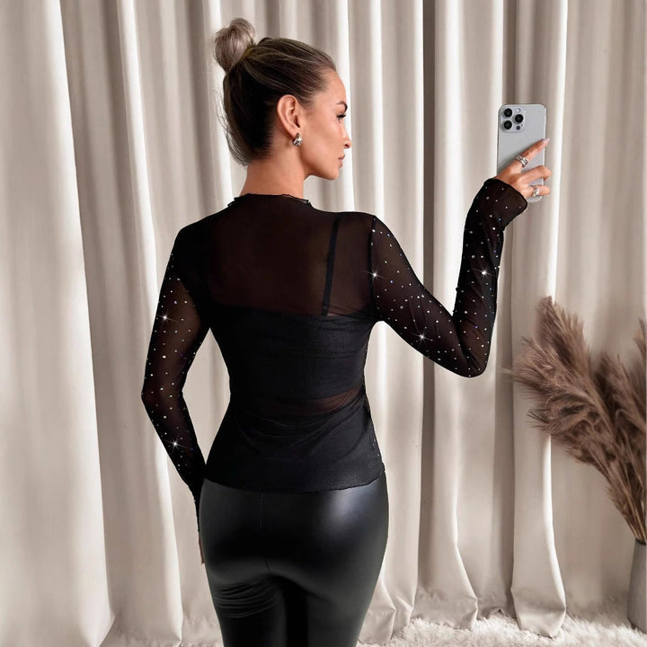 Women's Functional Shirt Made Of Transparent Quality with Sparkling Applications Lune London