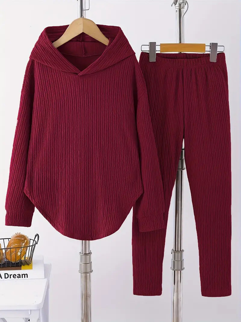 Lune London textured design casual sweatshirt and pants set for women