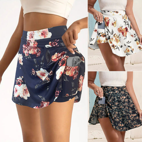 Women High Waisted Skater Skirt Floral Print Lune London
