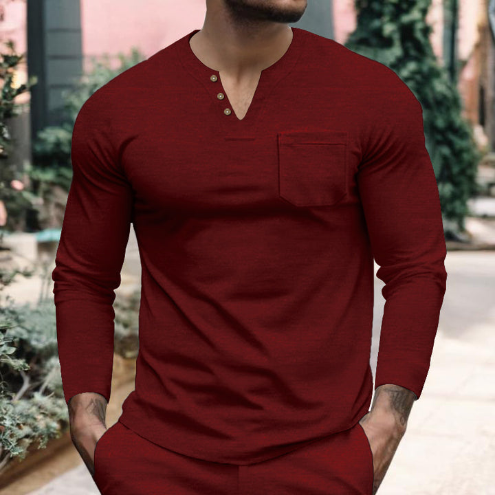 Men's long sleeve shirt with button placket and chest pocket Lune London