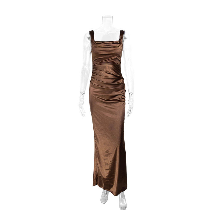Women's Elegant Satin Maxi Dress with Figure-Flattering Design Lune London