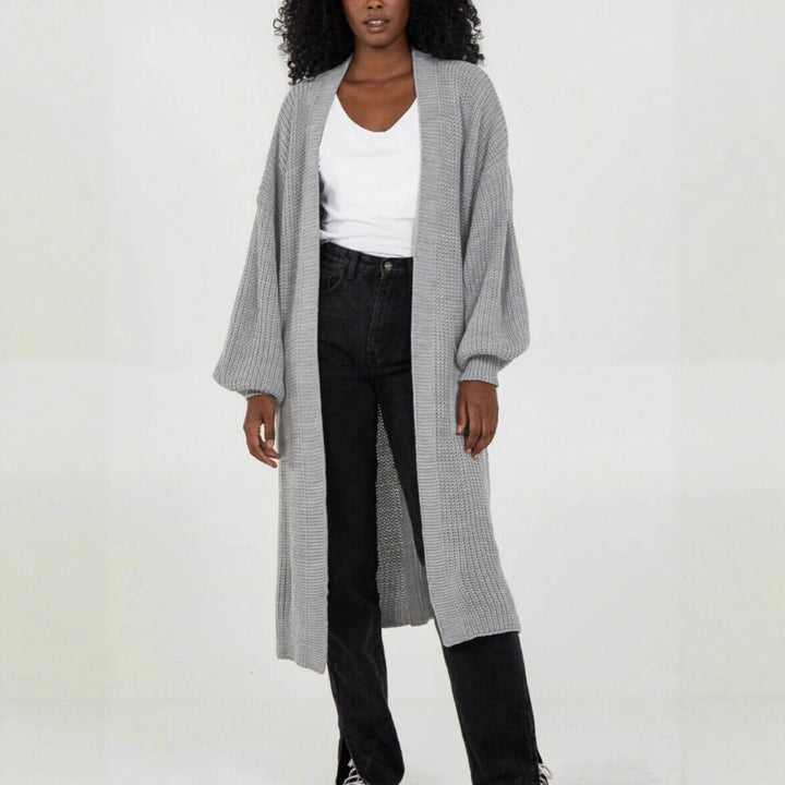 Ladies long cardigan with relaxed oversized fit and voluminous sleeves Lune London