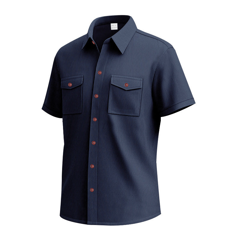 Short sleeve shirt for men with a practical striped pattern and two chest pockets Lune London