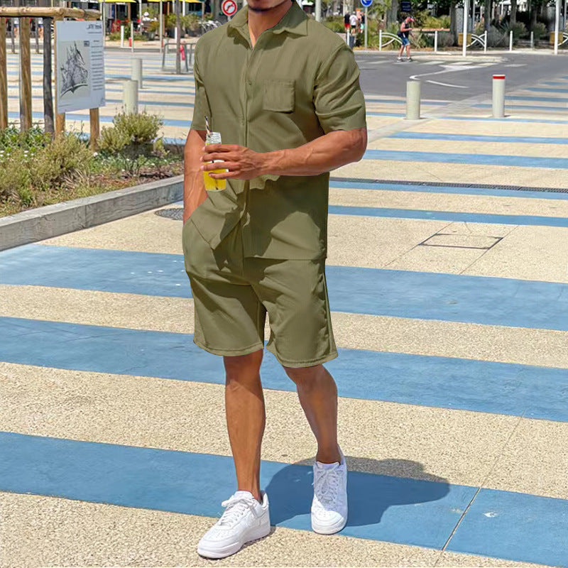 Casual short-sleeved set for men in high-quality material with practical pockets Lune London