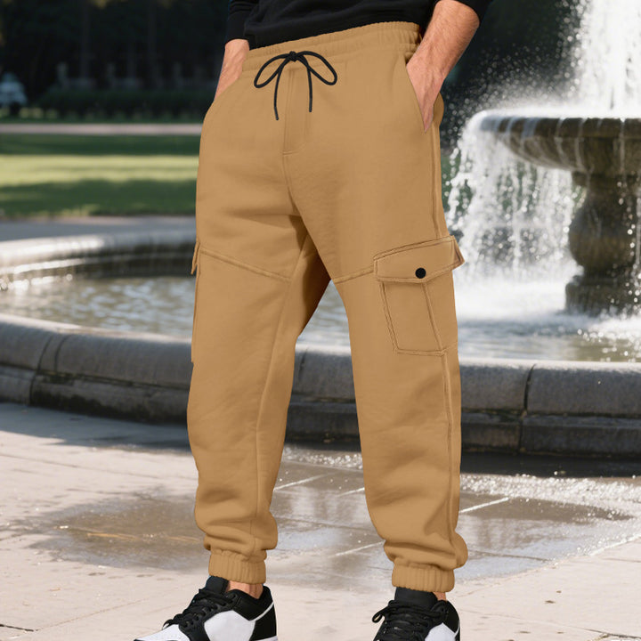 Men's cargo jogger pants with functional pockets and elastic waistband Lune London