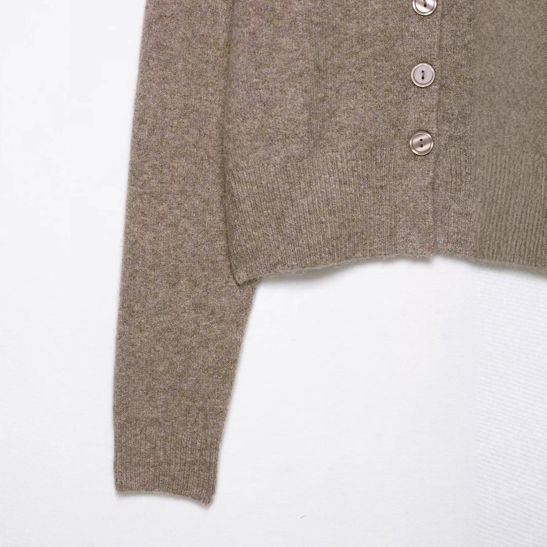 Ladies short knit jacket with button details Lune London