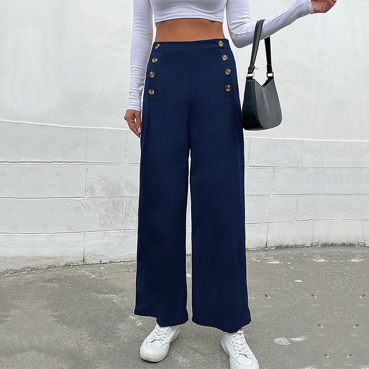 Lune London fitted wide-leg pants for women with button details