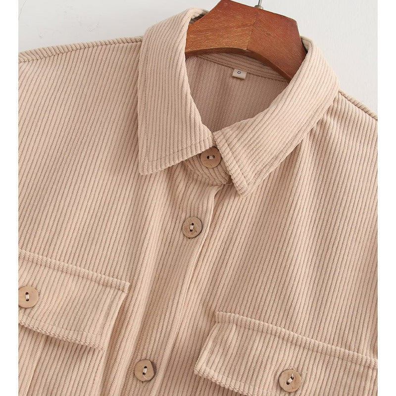 Utility shirt for ladies with applied pockets and textured fabric Lune London