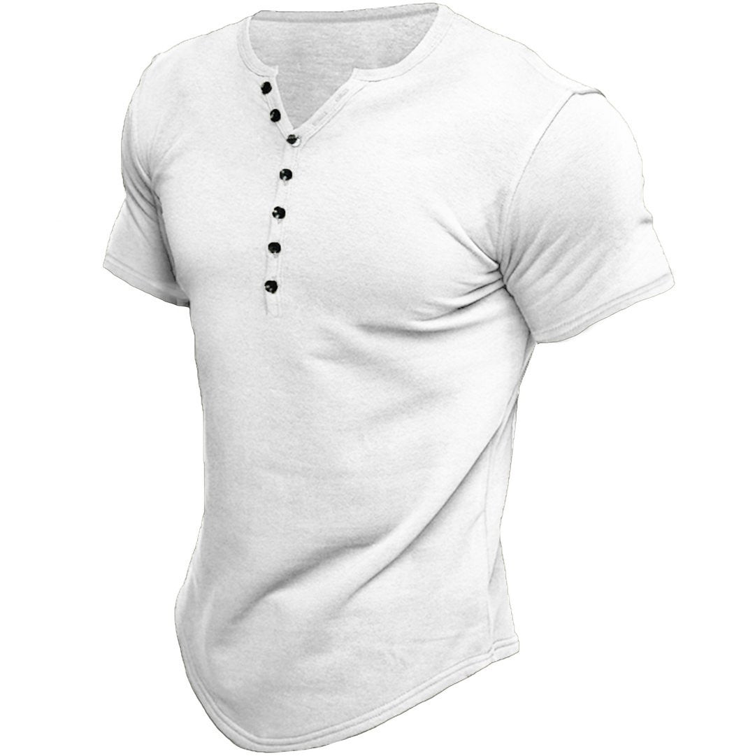 Men's Casual Short Sleeve Henley T-shirt Lune London