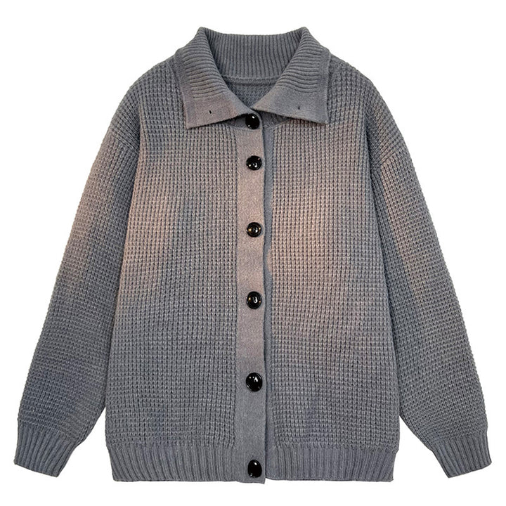 Knitted jacket for women with structured design and button placket Lune London