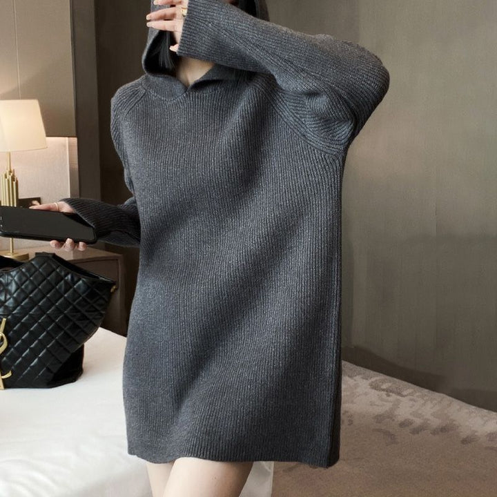 Robe hoodie pour femme en tricot doux Chic & Stil