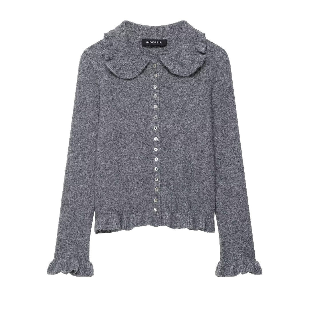Women's cardigan with collar and decorative button closure Lune London