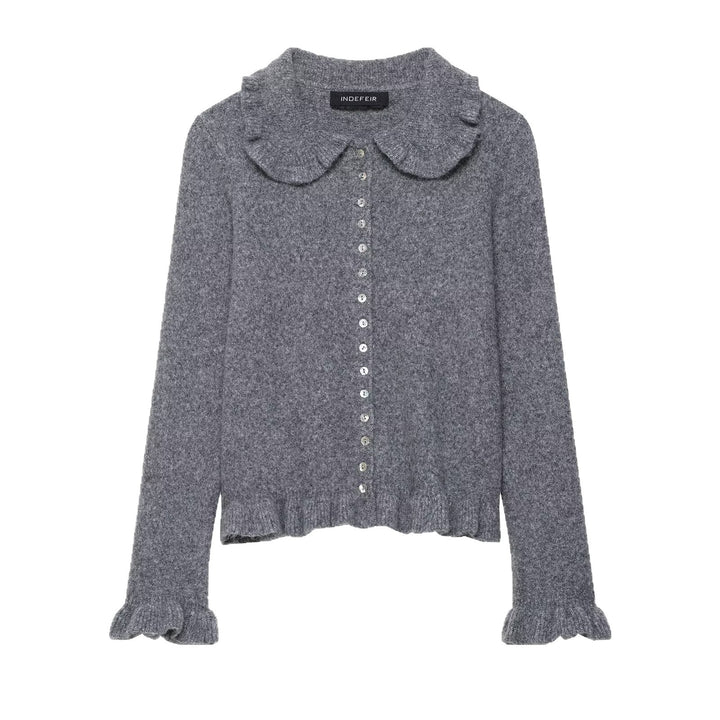 Women's cardigan with collar and decorative button closure Lune London