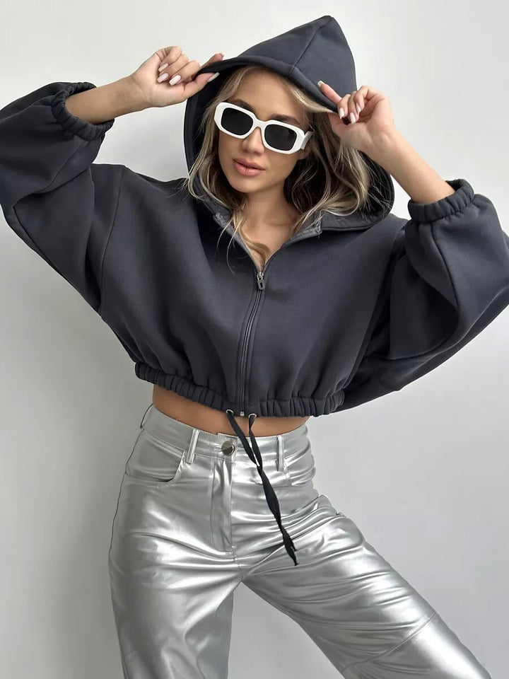 Ladies cropped hoodie with voluminous sleeves Lune London