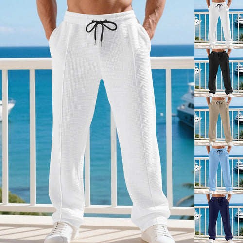 Sport leisure pants for men with elastic waist and textured fabric Lune London