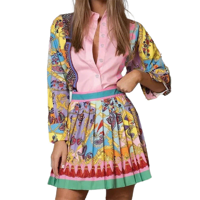 Robe chemise pour femmes avec impression élaborée et coupe ajustée Chic & Stil
