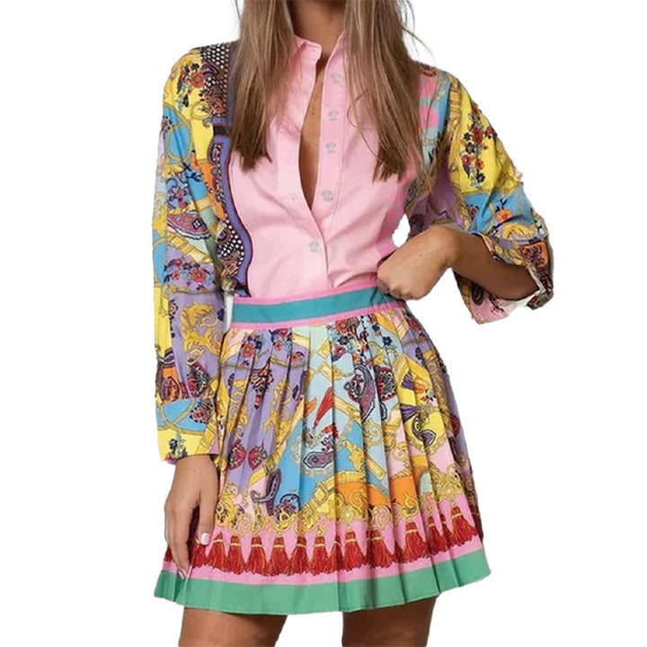 Robe chemise pour femmes avec impression élaborée et coupe ajustée Chic & Stil