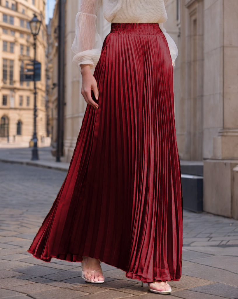 Pleated maxi skirt for women with elastic waist and flowy cut Lune London