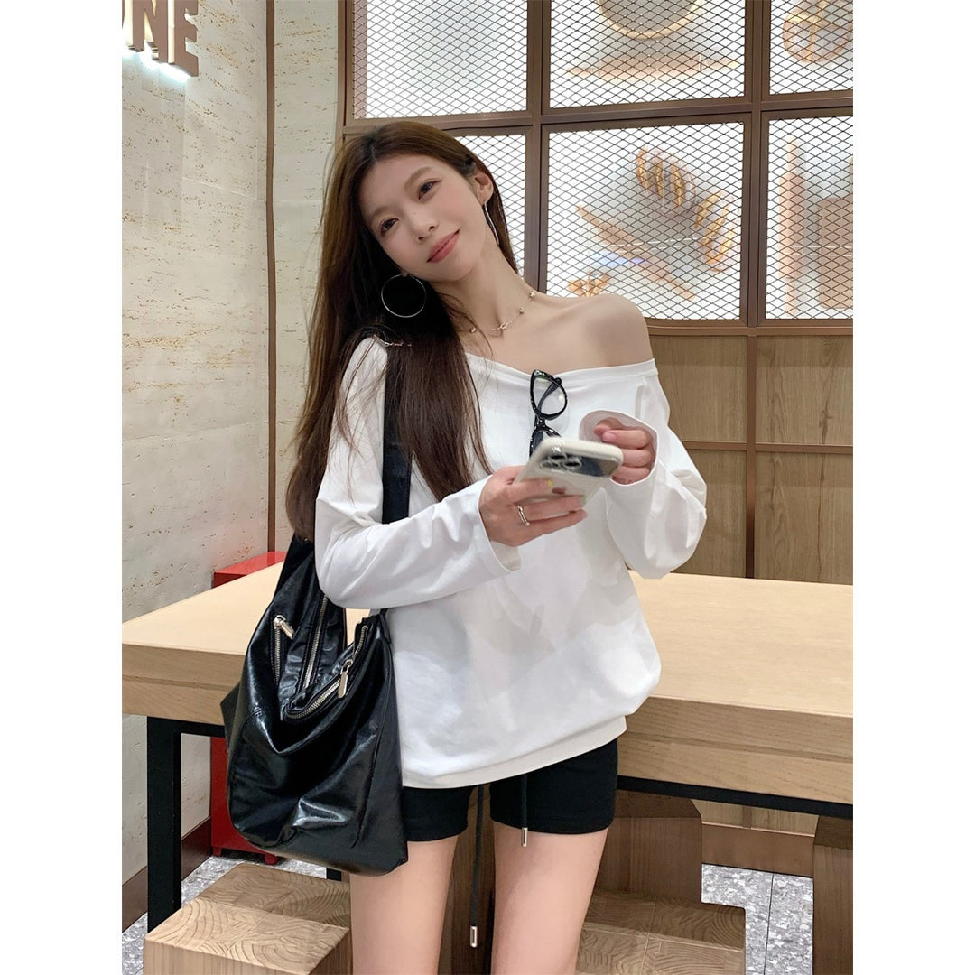 Women's Casual Off-Shoulder Long Sleeve Shirt Chic & Stil