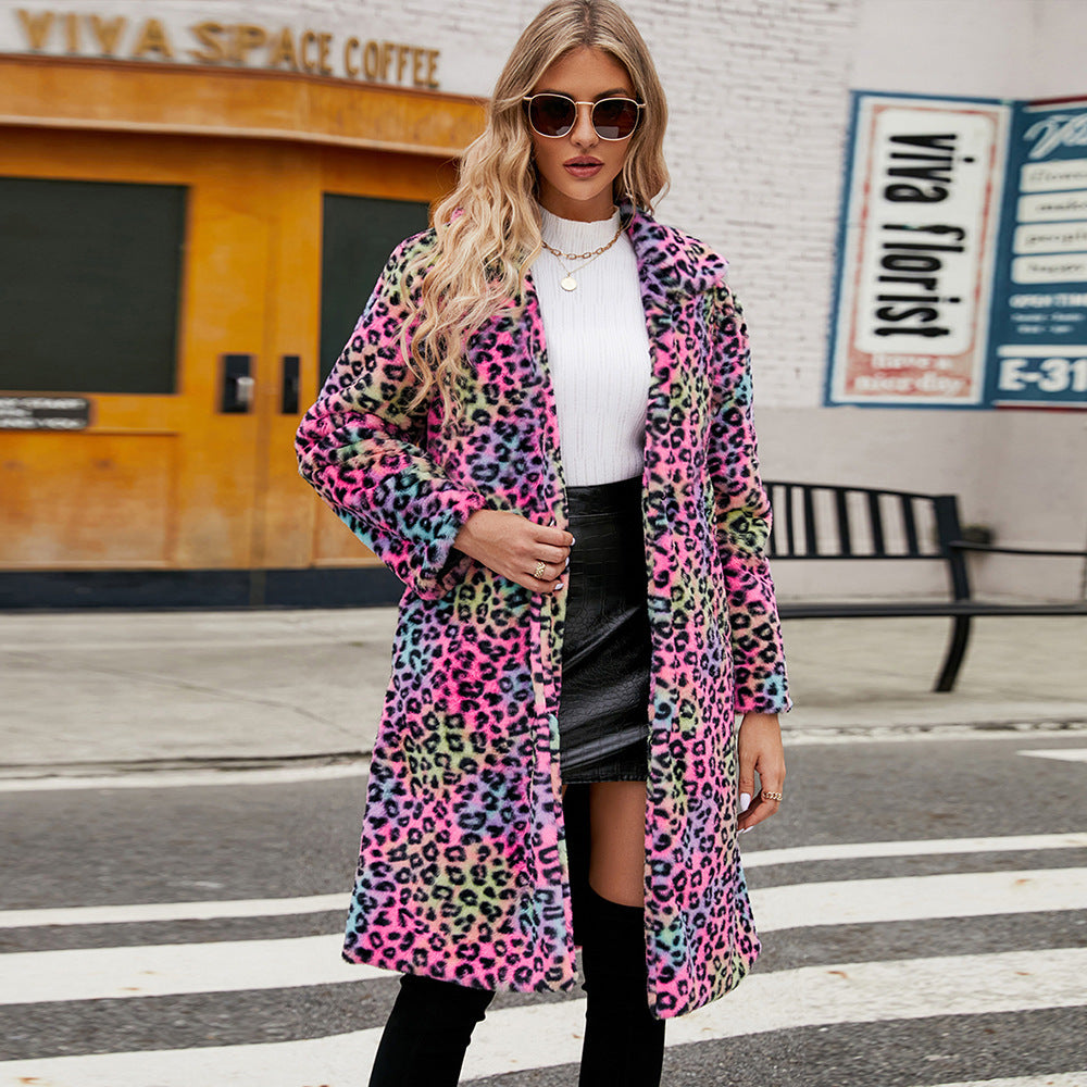Lune London Women's Leopard Print Faux Fur Jacket